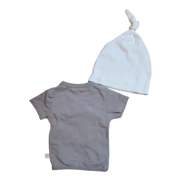 August River Organic Short Sleeve Kimono 6-9M & Colored Organics White Hat XS/S - Picture 2 of 8